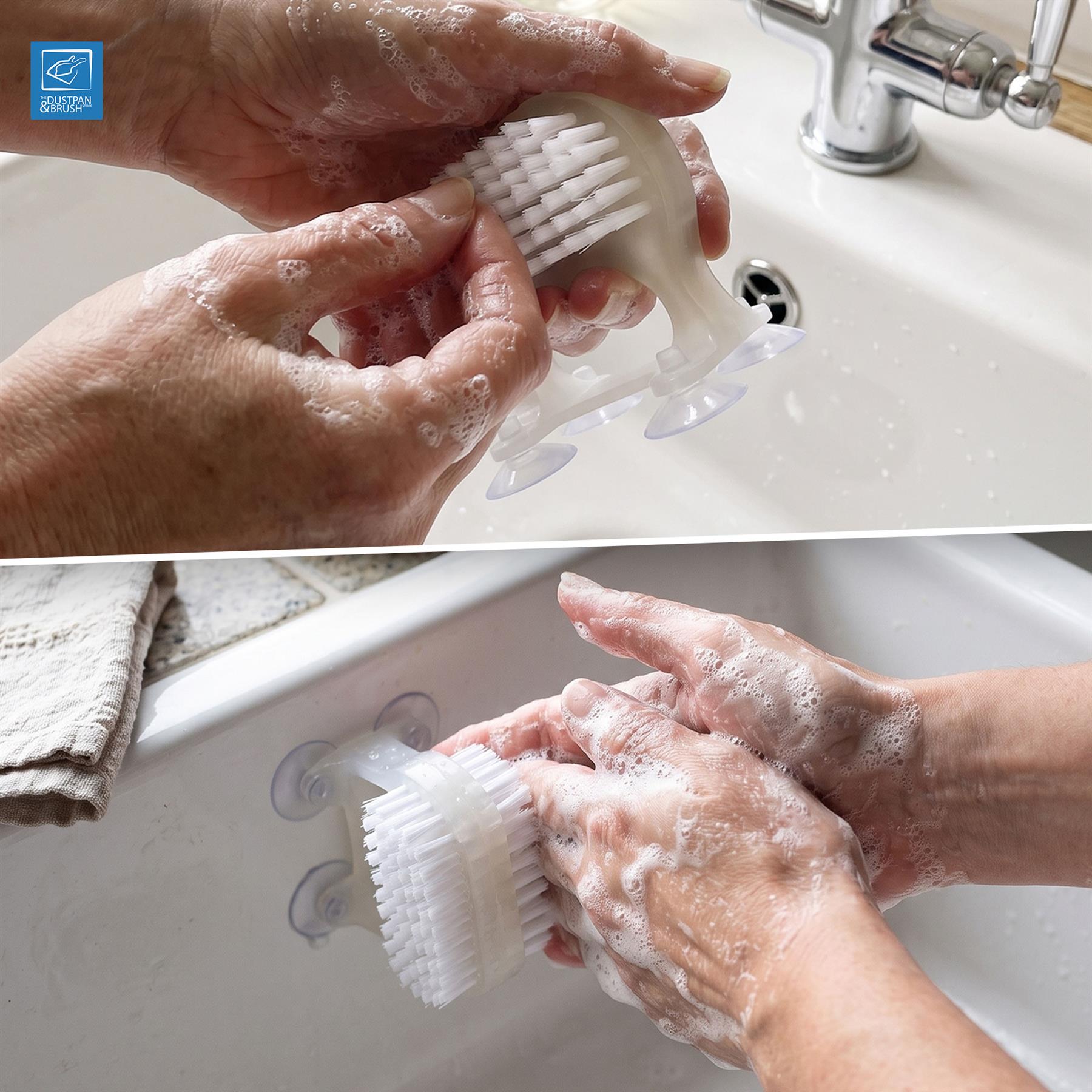Dual Suction Cup Nail Brush | Hands-Free Stick On Nail Cleaner