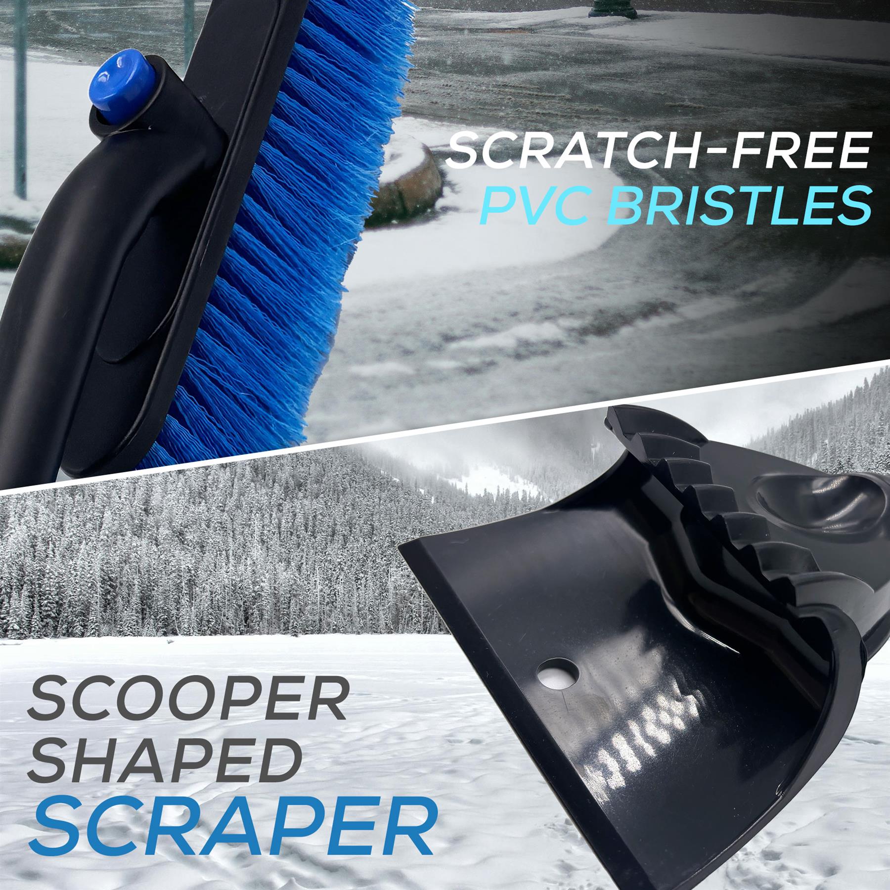 Telescopic Ice Scraper & Snow Brush for Cars – Extending Handle