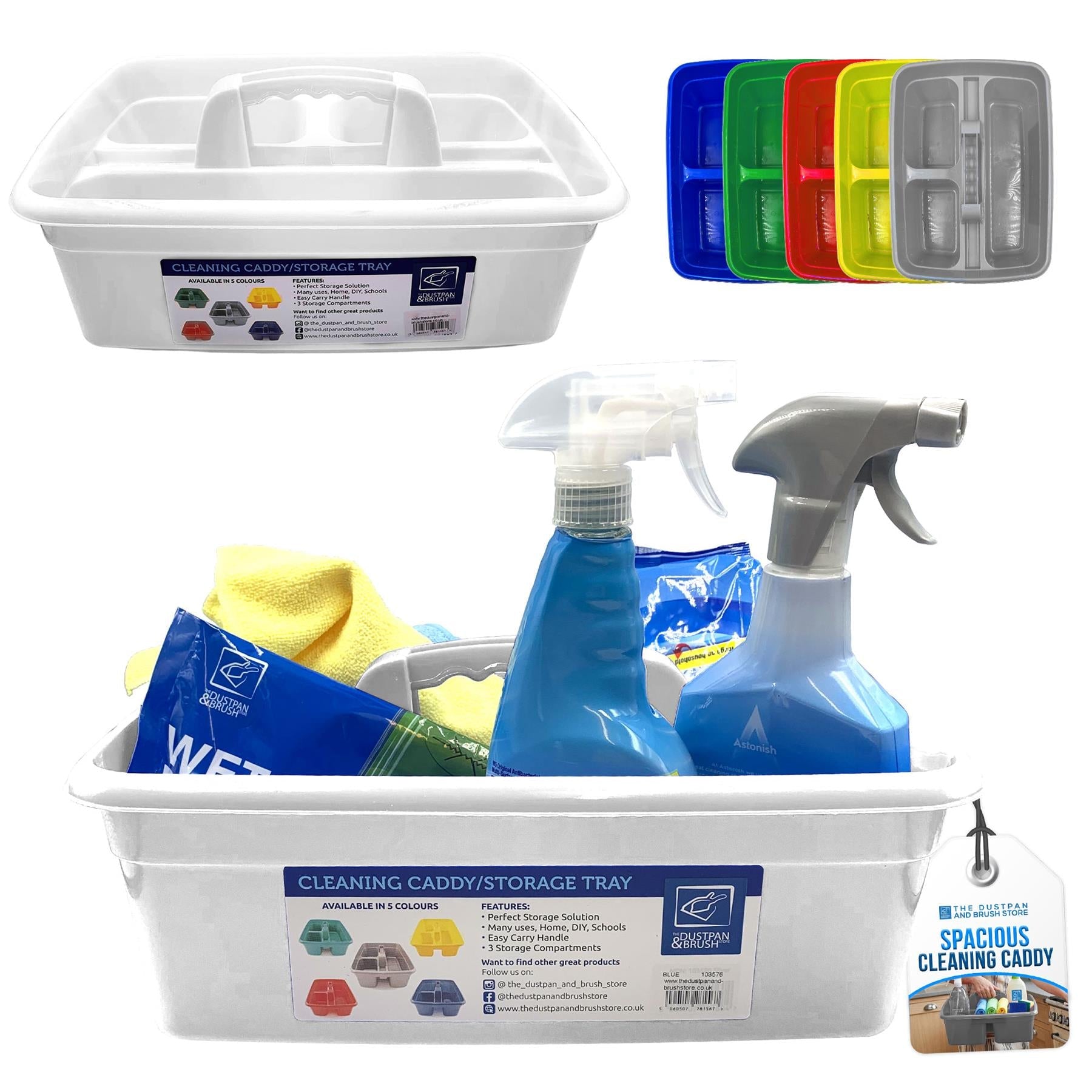 White Cleaning Caddy Storage Tray with Carry Handle