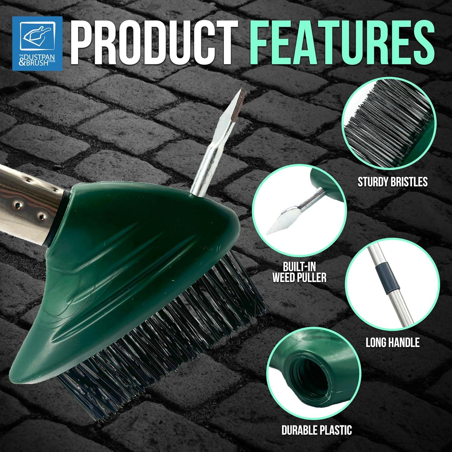 Wire Weed Brush with Scraper | Long Handle Patio & Driveway Cleaner