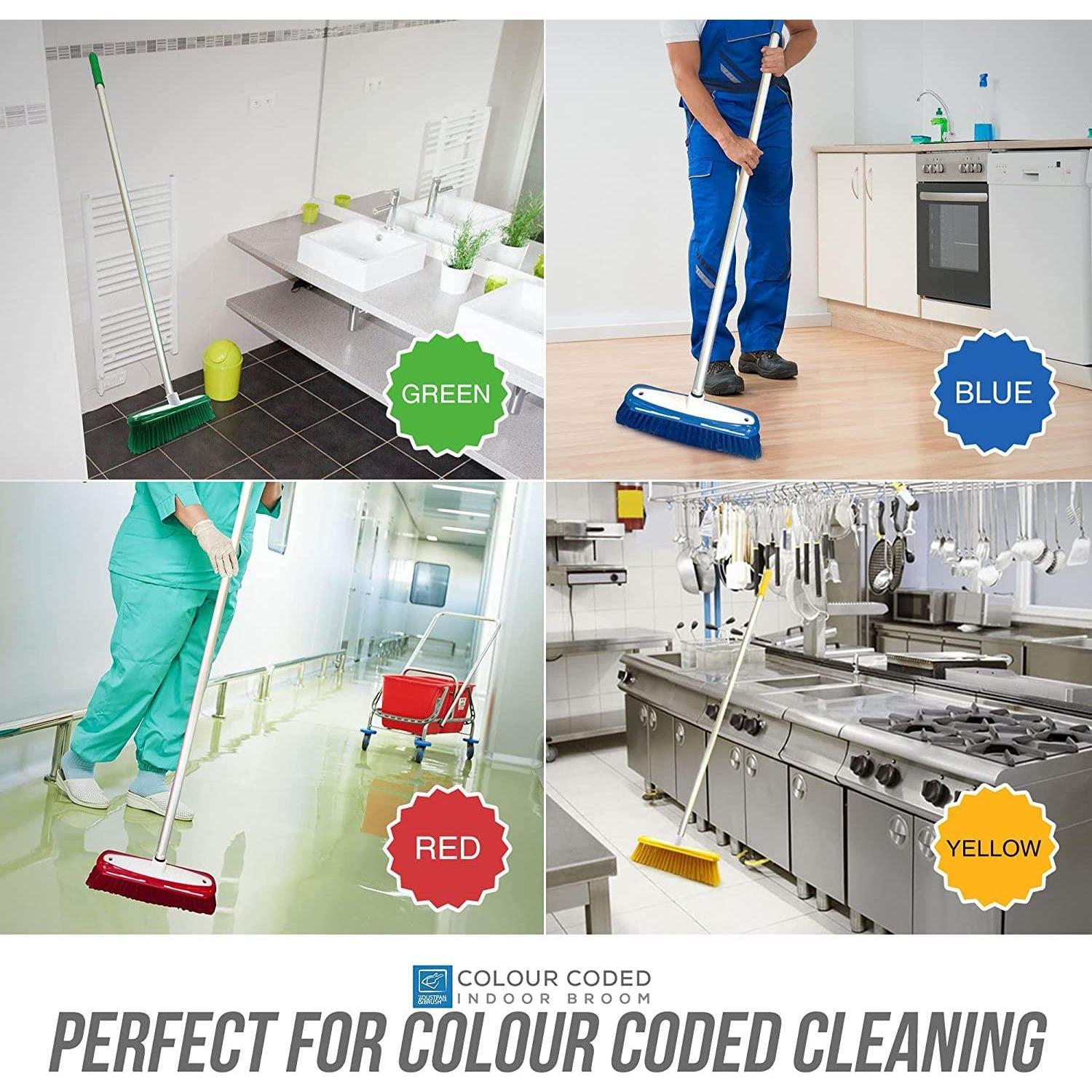 Yellow Colour Coded Broom Head & Handle with Scraper