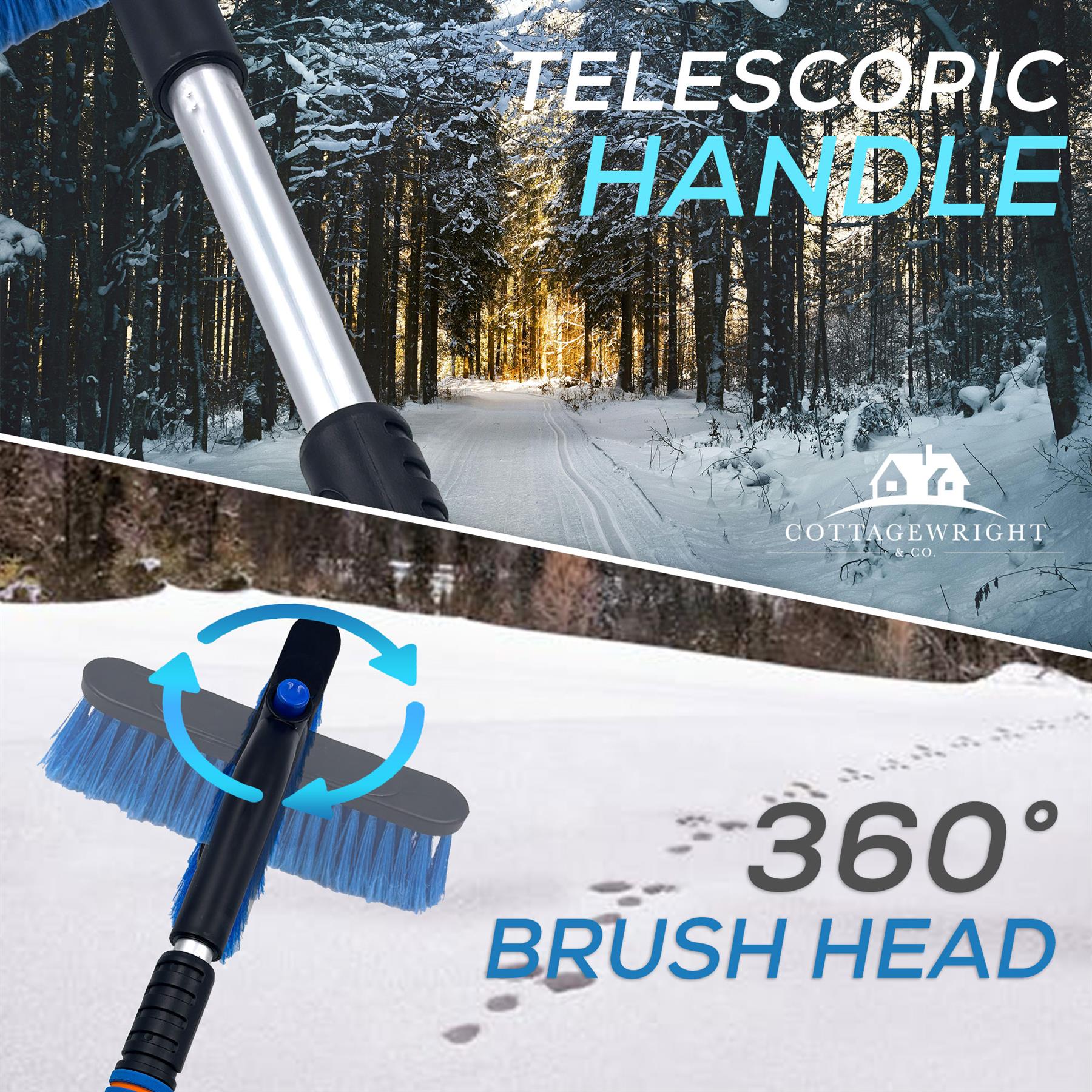 Telescopic Ice Scraper & Snow Brush for Cars – Extending Handle