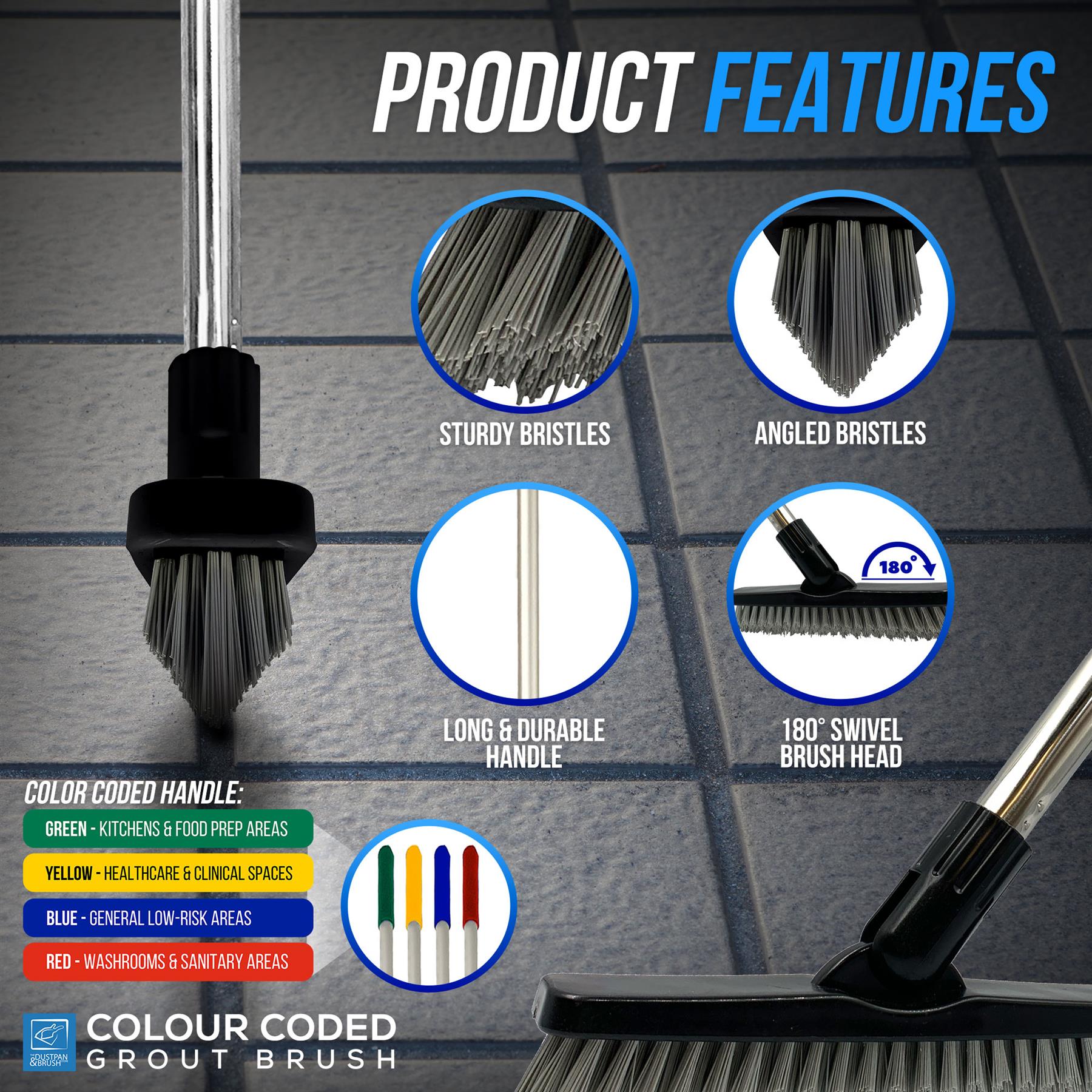 Angled Grout Brush with Colour Coded Handle