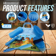 Equi-Neat Kids Horse Grooming Kit Blue – 5 Piece Set