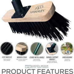 10" Newman and Cole PVC Broom Head with Screw Fit Bracket and Green Metal Handle