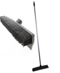 Rubber Bristle Broom | Solid Metal Handle for Pet Hair & Hard Floors