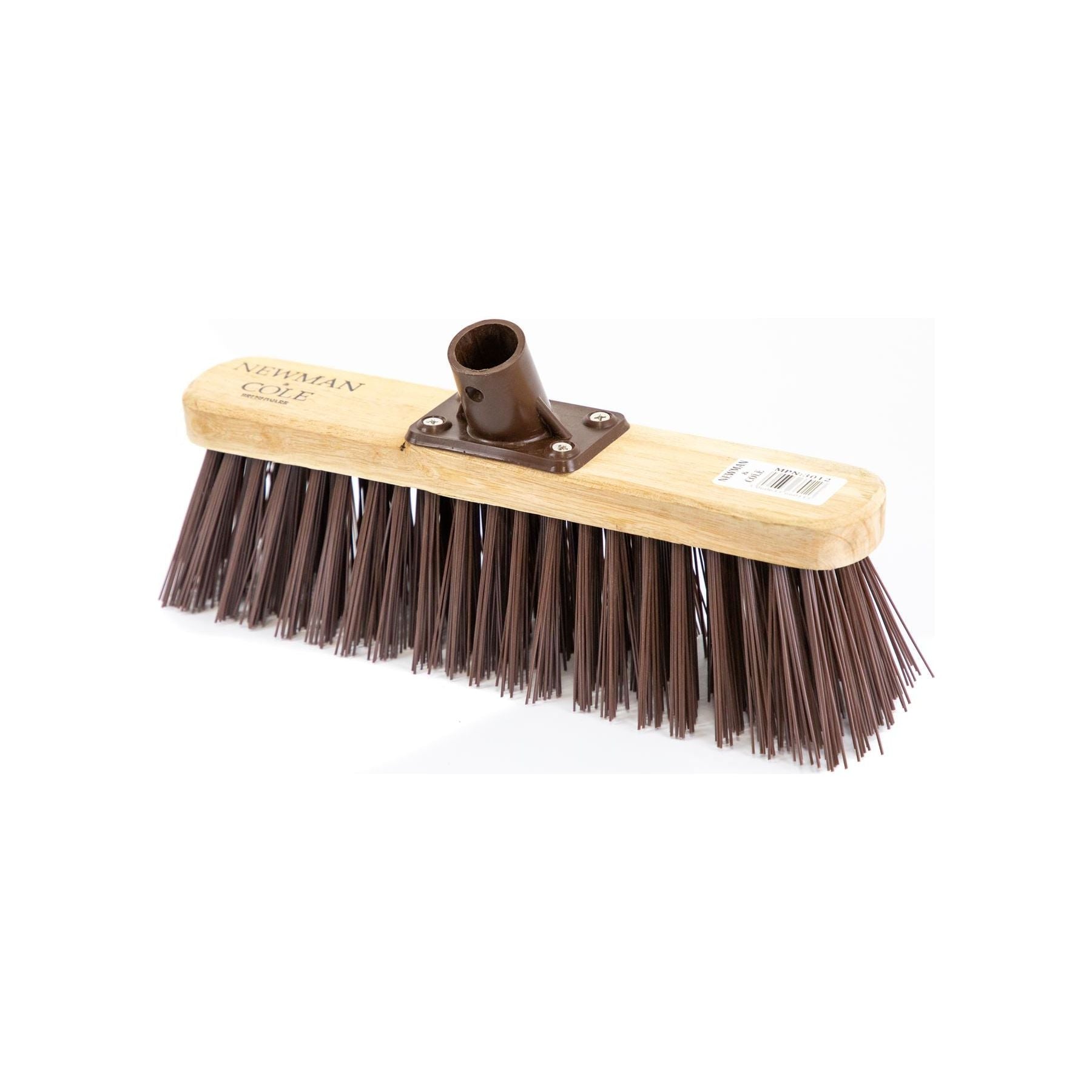 Newman and Cole 12" Stiff Synthetic Broom Head with Plastic Bracket