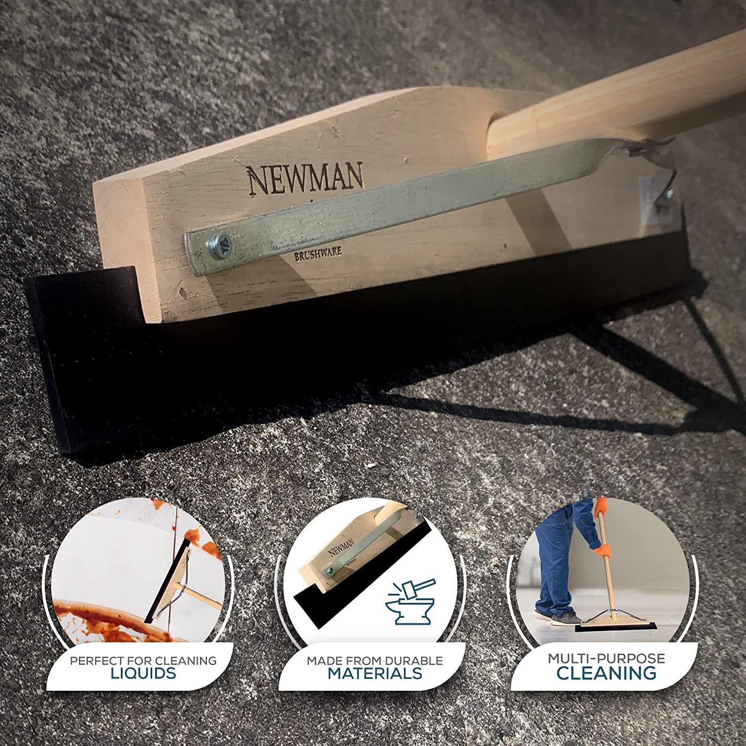 18" Newman and Cole Wooden Floor Squeegee with Tapered Handle