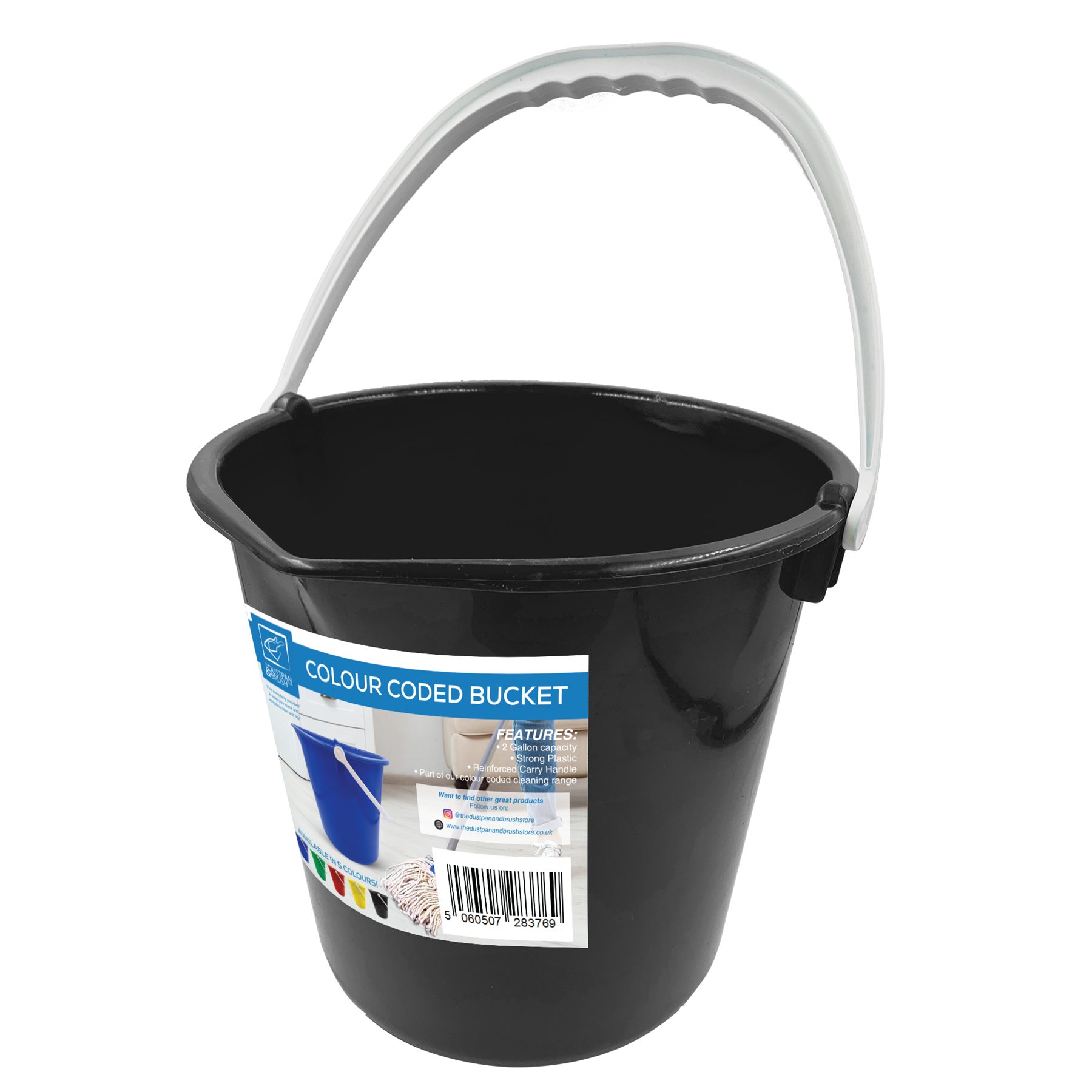 10L Plastic Cleaning Bucket - Blue, Green, Red, Yellow & Black
