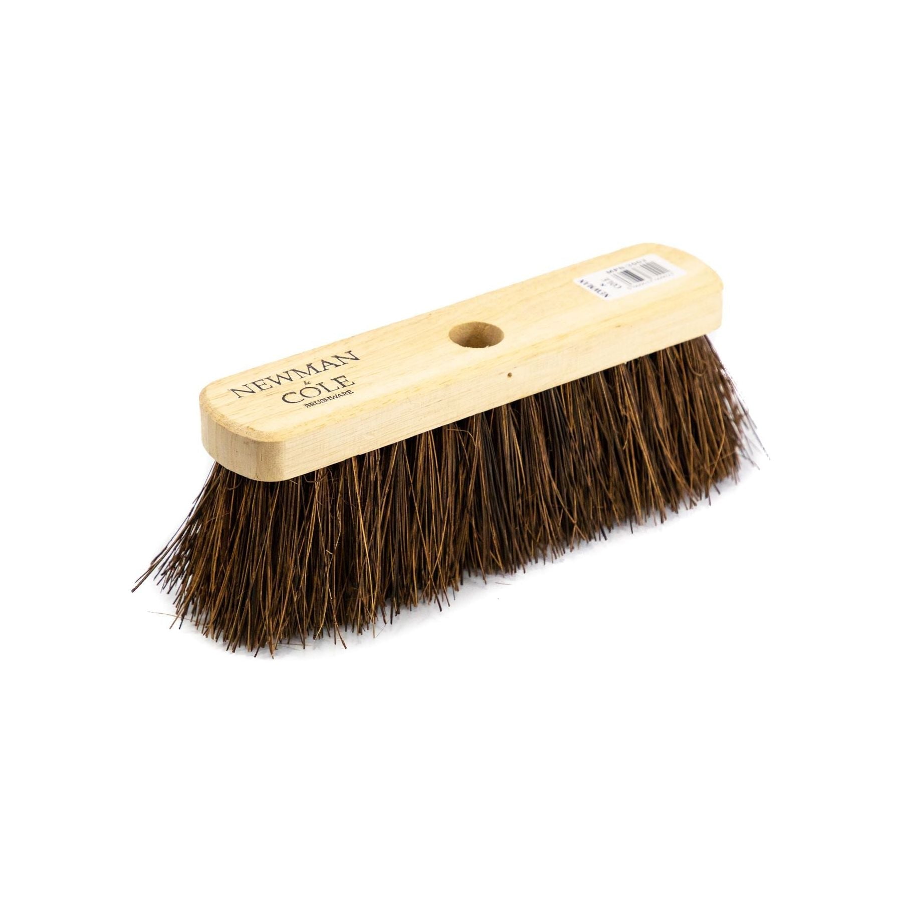 10" Newman & Cole Stiff Bassine Broom with Wooden Handle - Outdoor