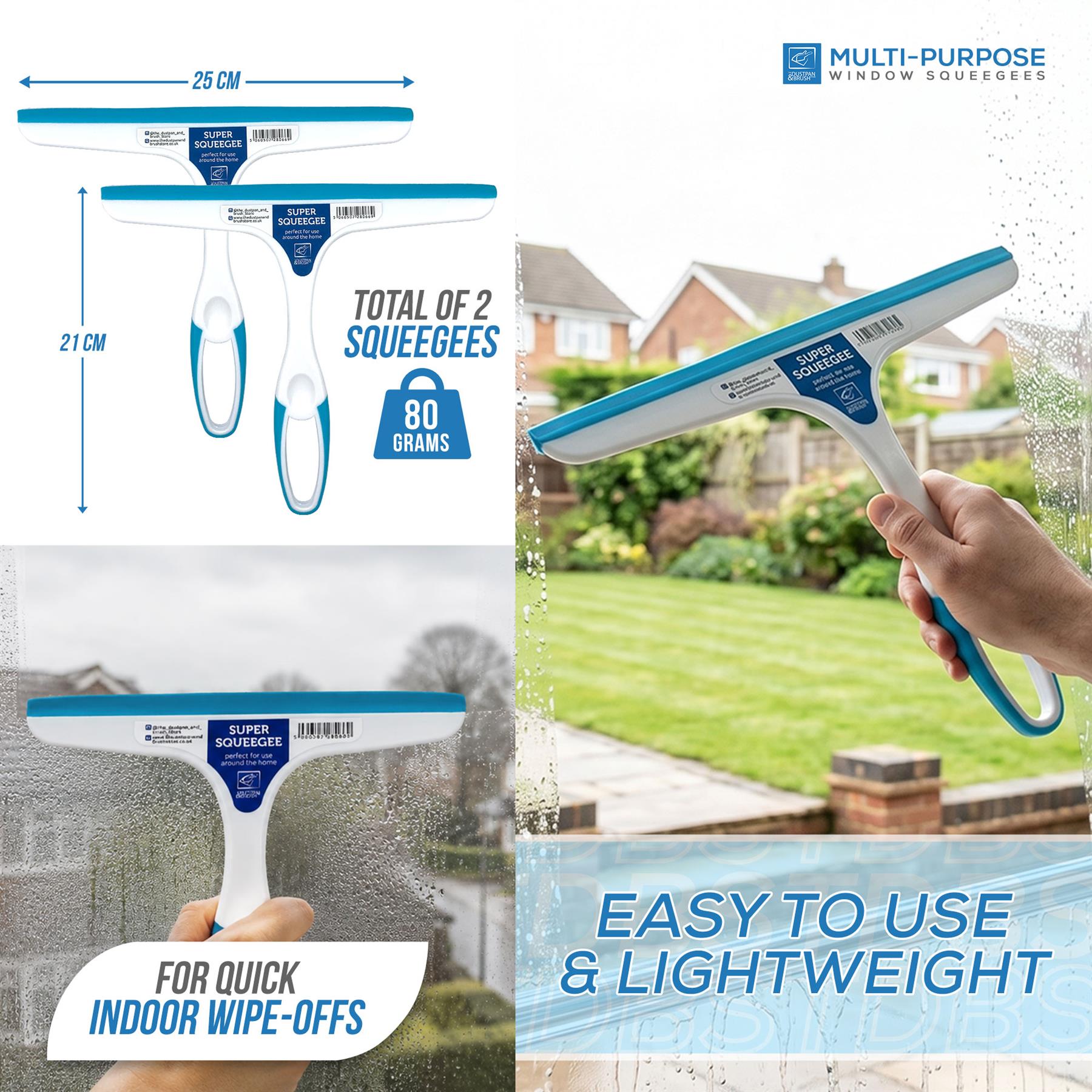 Window & Shower Squeegee Pack of 2 – Blue & White