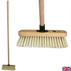 11" Soft Cream Synthetic Indoor Sweeping Brush with Wooden Handle