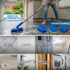 3-in-1 Bathroom Cleaning Set with 4 Piece Long Handle