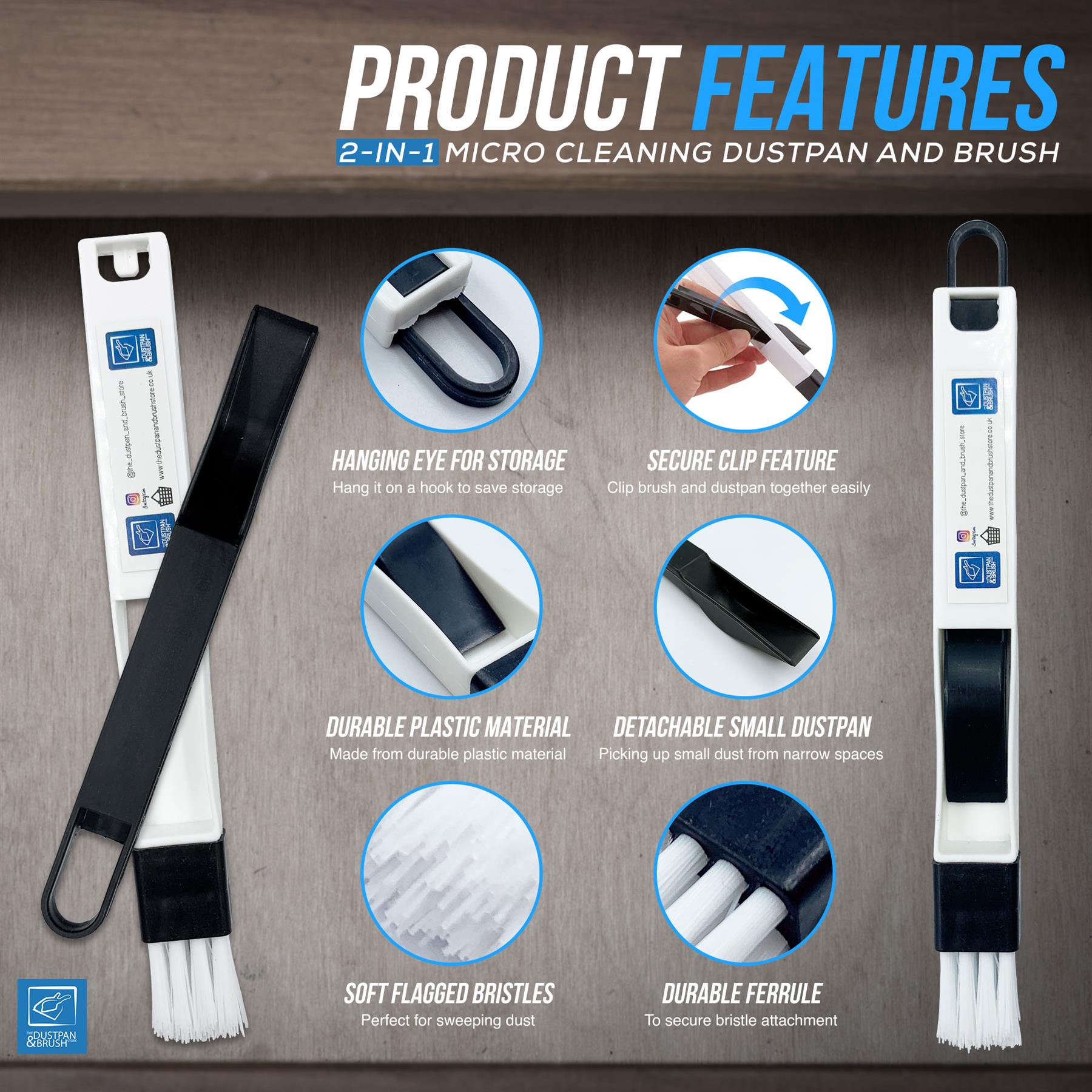 Micro Dustpan & Brush Set – Compact Cleaning Set for Small Spaces