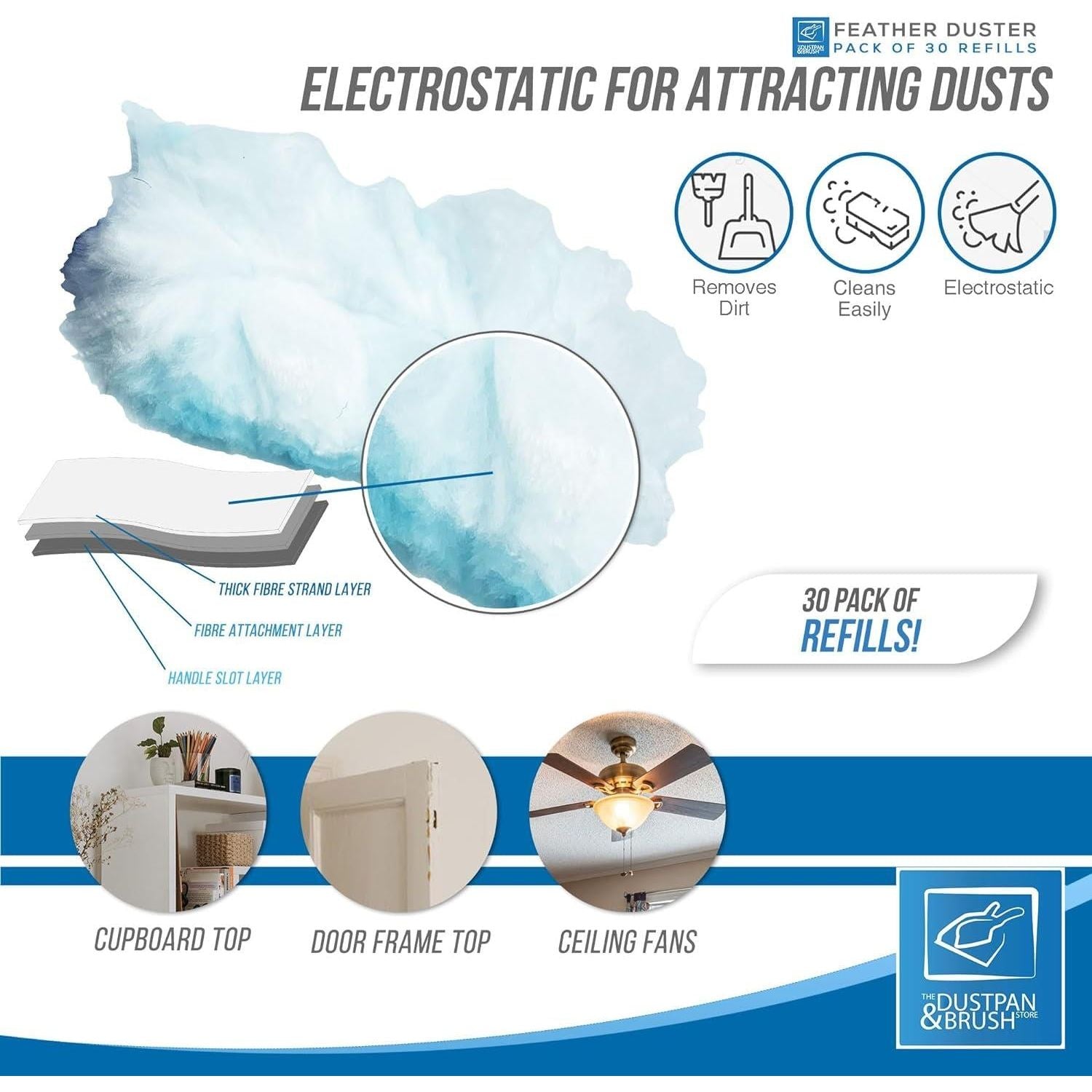 Fluffy Duster Refills Pack of 30 | Replacement Dusting Heads