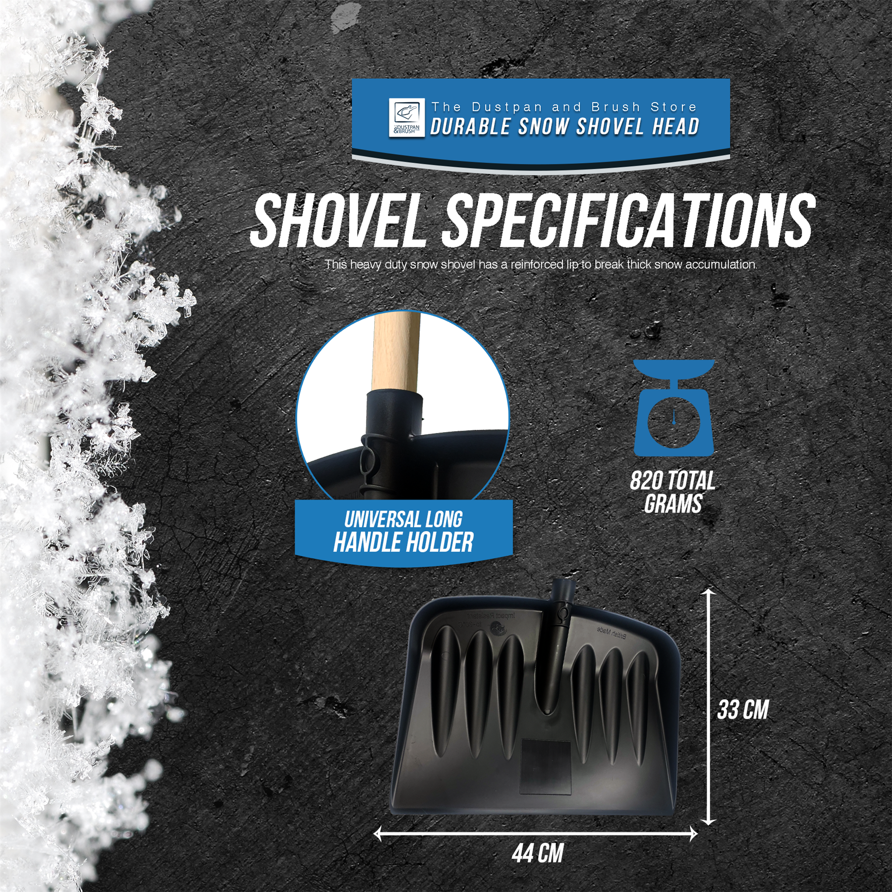 Replacement Plastic Snow Shovel Scoop Head – 44cm Wide