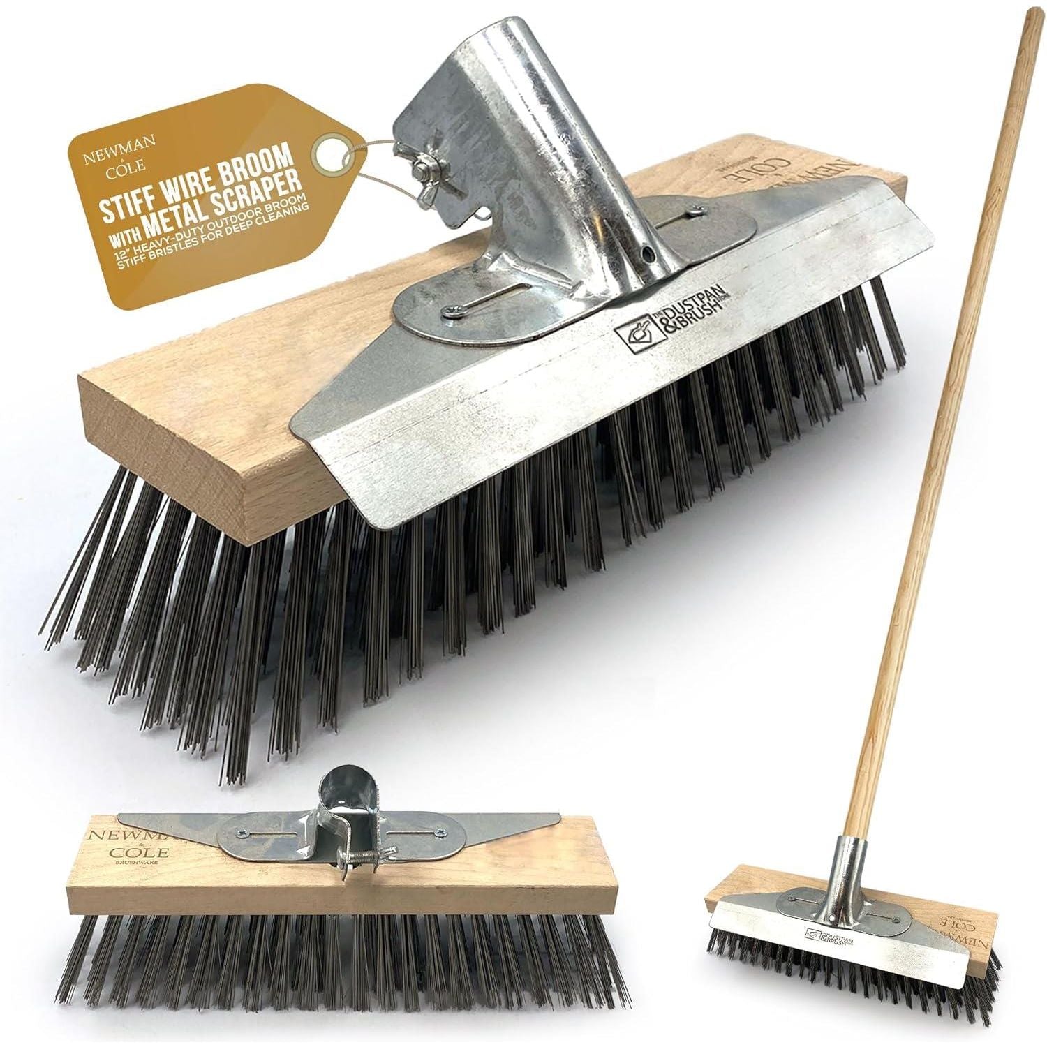 Newman & Cole 12" Wire Broom with Scraper & Handle