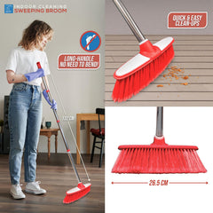Red & White Indoor Broom with 4 Piece Stainless Steel Handle