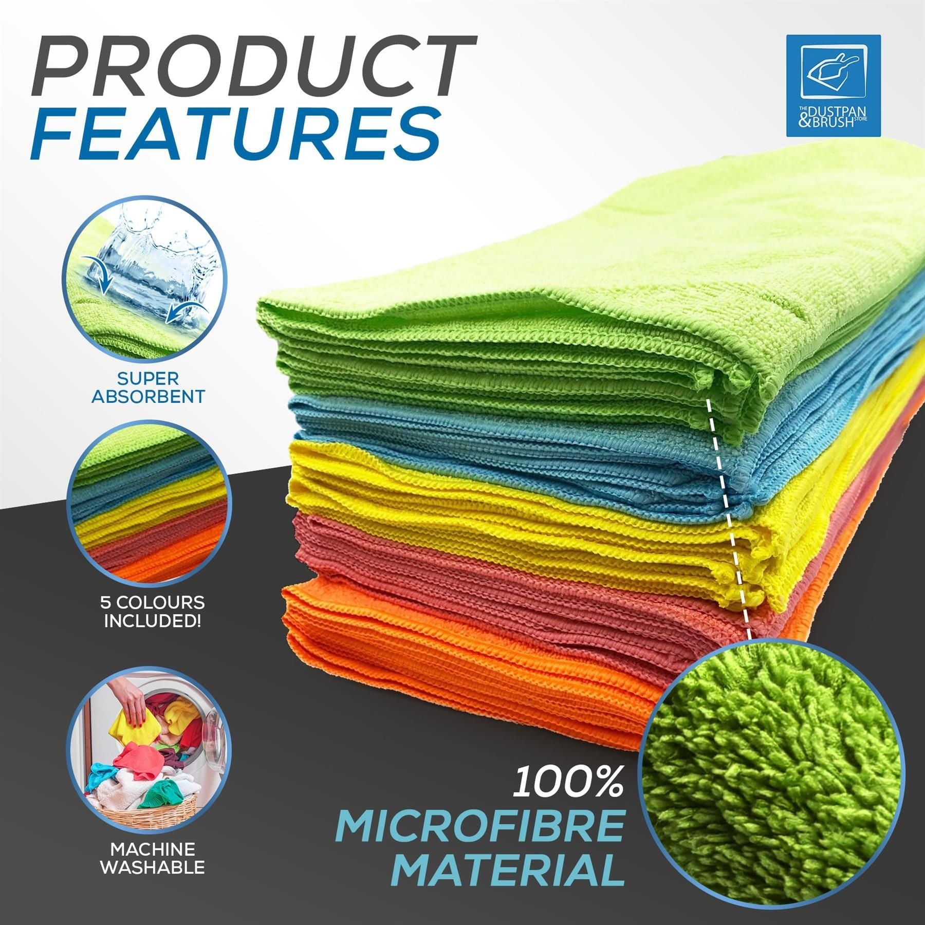 Pack of 40 Microfibre Cleaning Cloths (40x40cm)