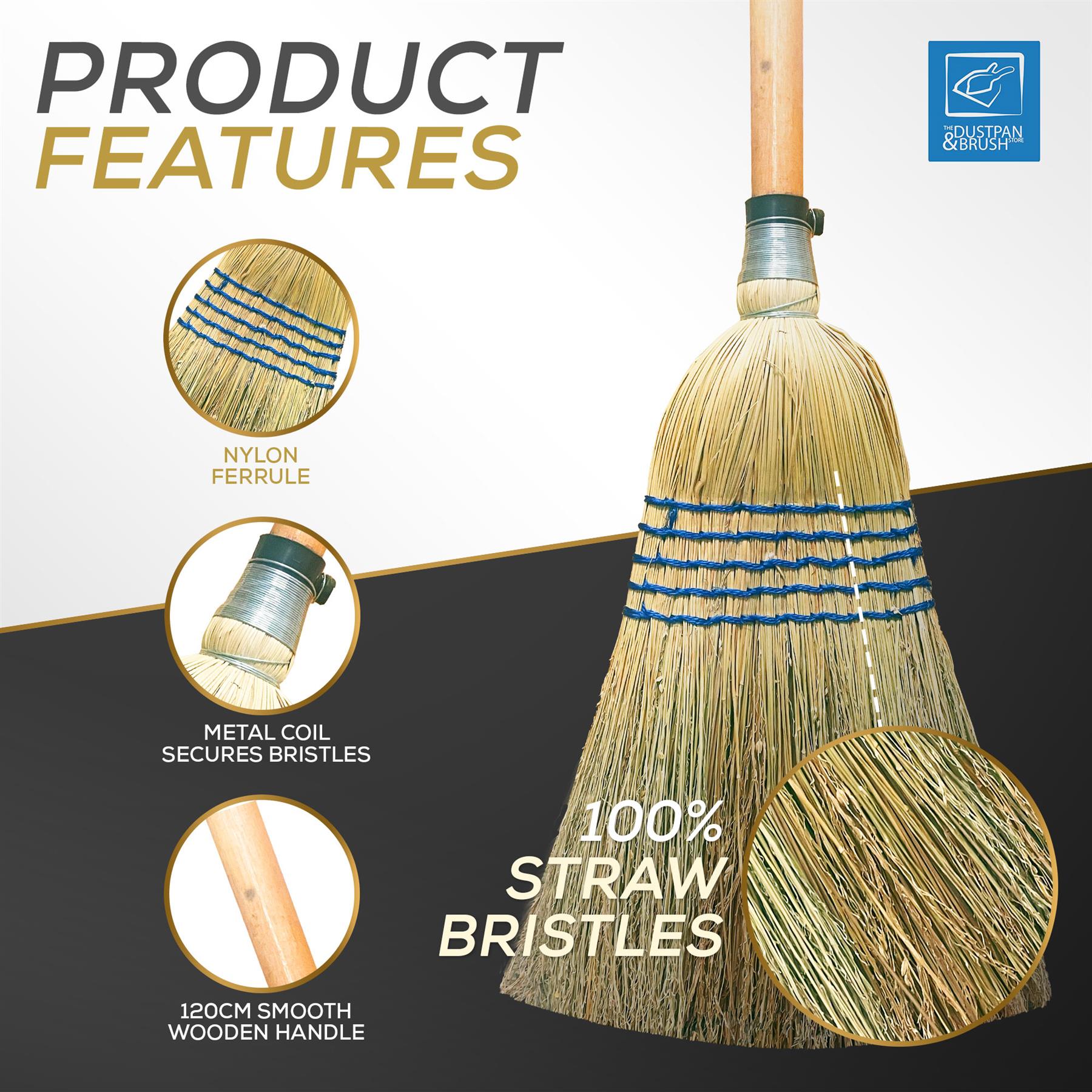 Traditional Corn Broom with Wooden Handle for Outdoor Sweeping