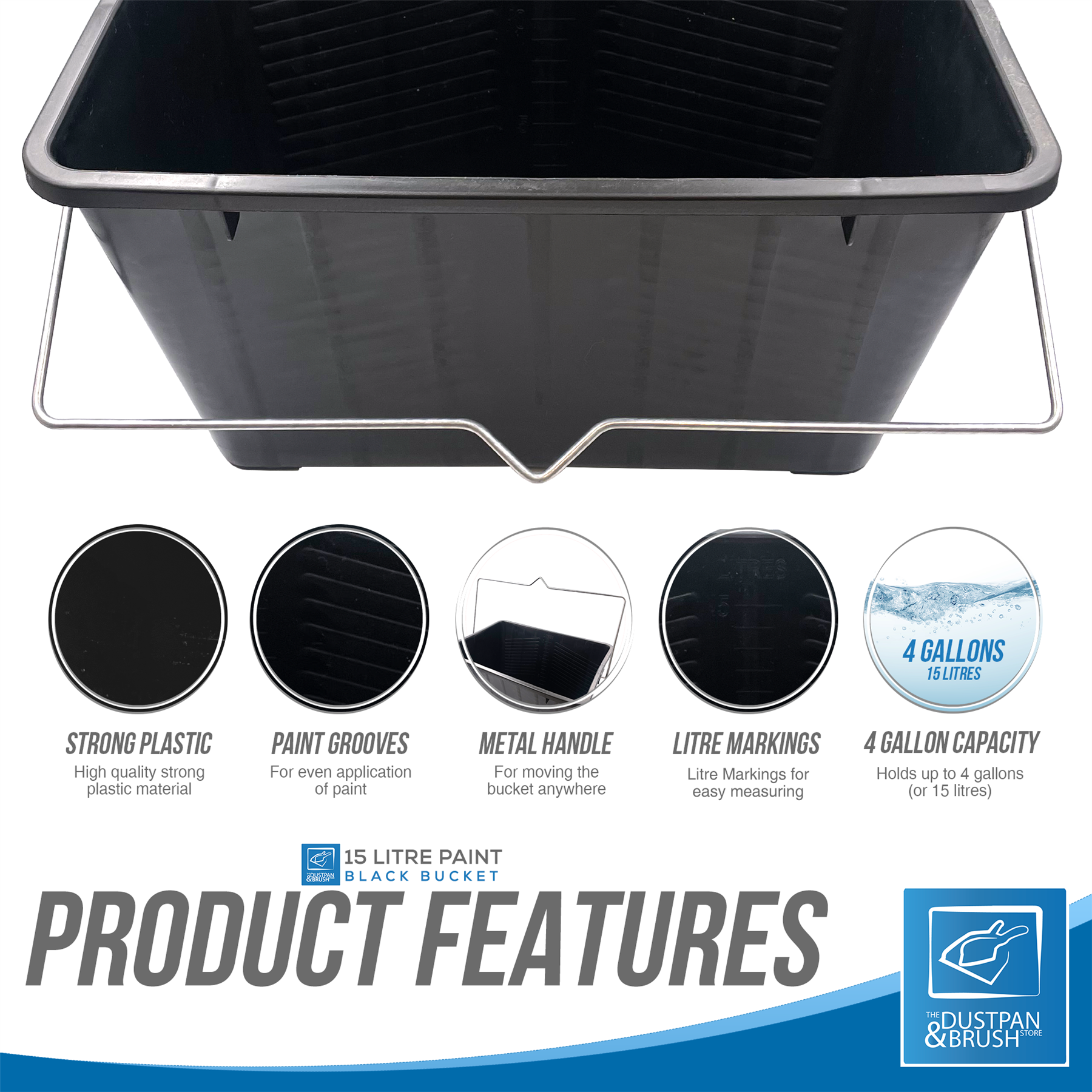 15L Paint Scuttle Bucket for Rollers & Window Cleaning