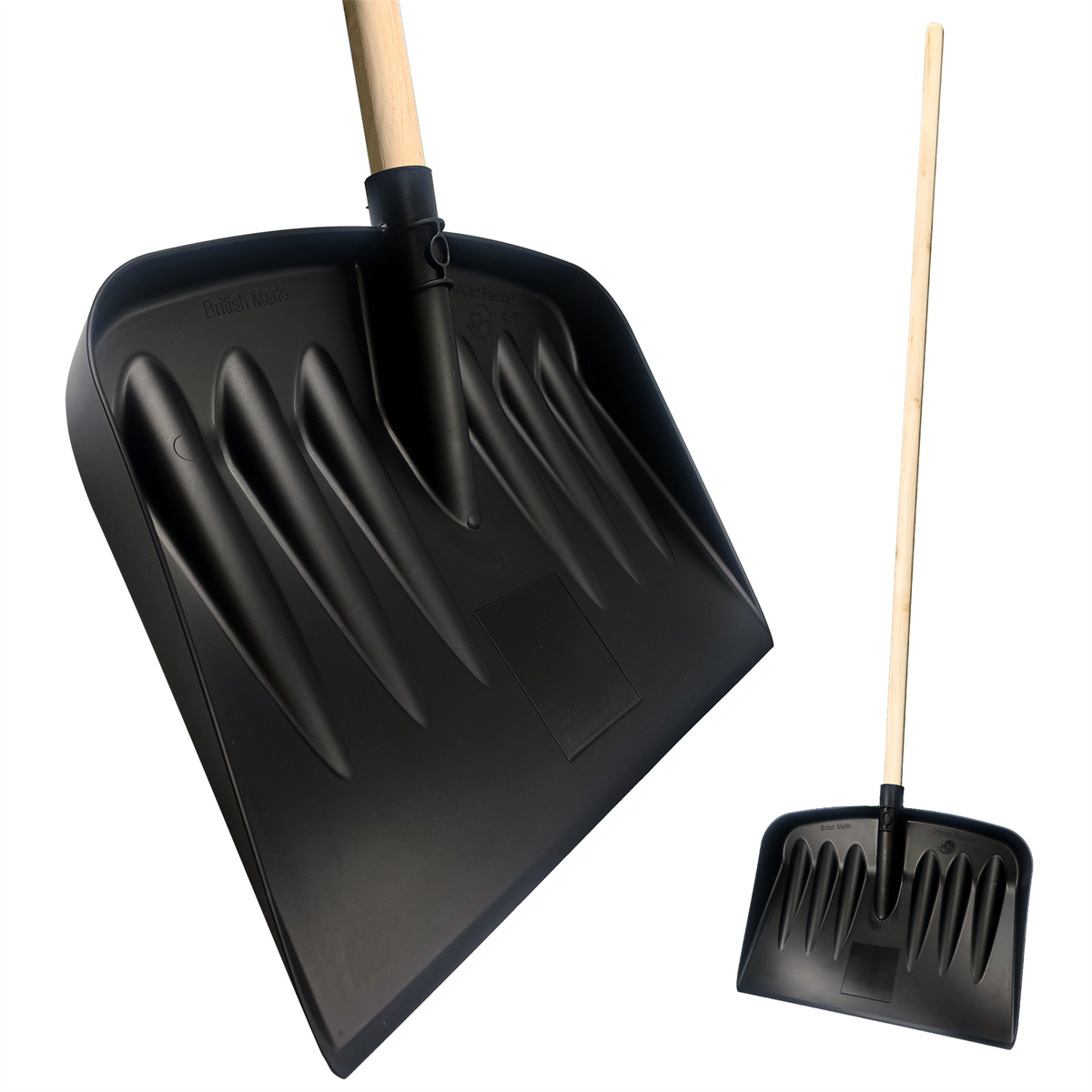 Plastic Snow Scoop Shovel with Wooden Handle – 44cm Wide Snow Shovel