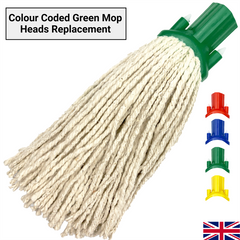 Green Colour Coded Cotton Mop Head 12PY