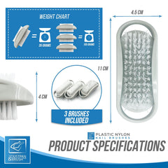 Silver Nail Brushes Pack of 3 | Plastic Hand Cleaning Brushes