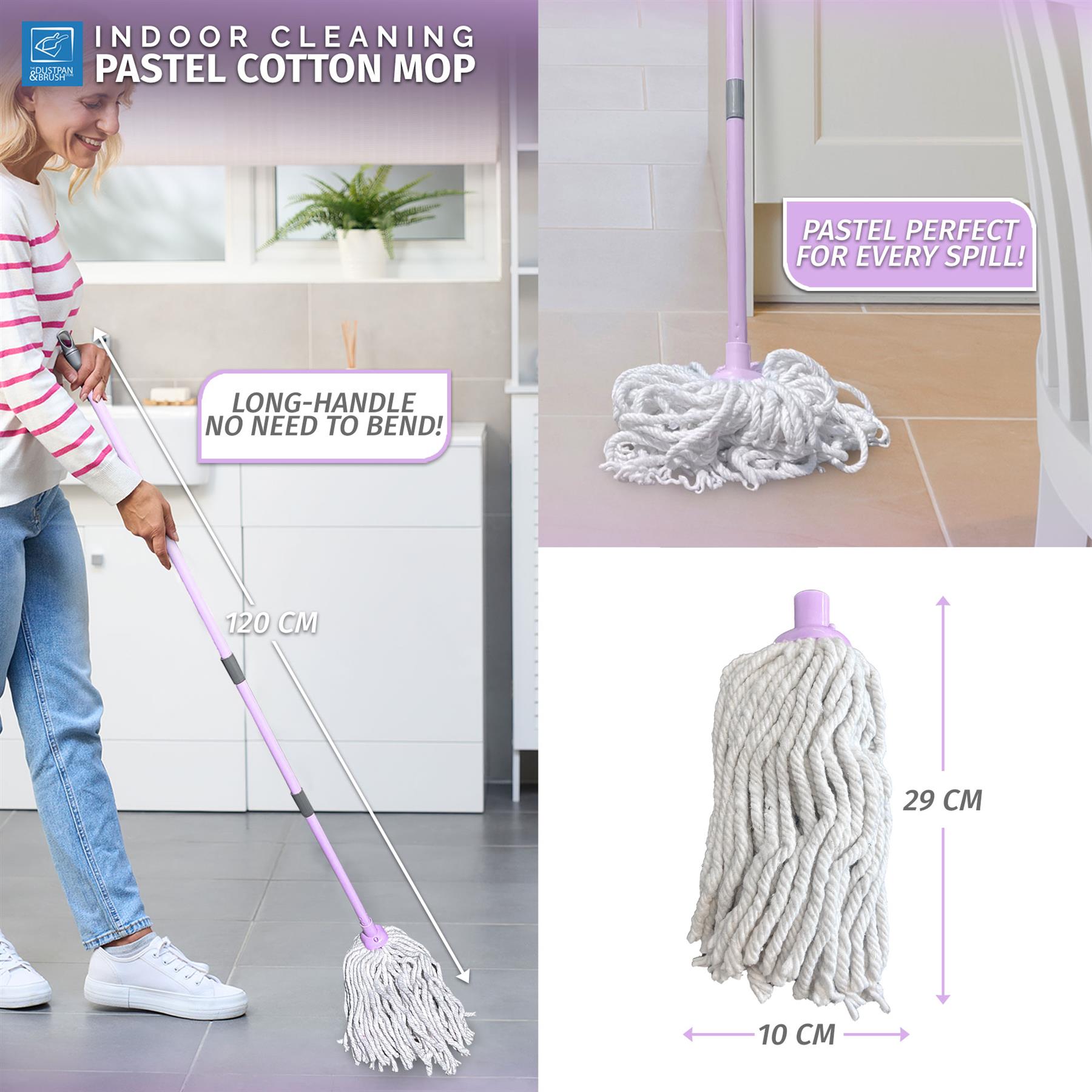 Lilac Cotton Mop | Absorbent Floor Mop with Handle
