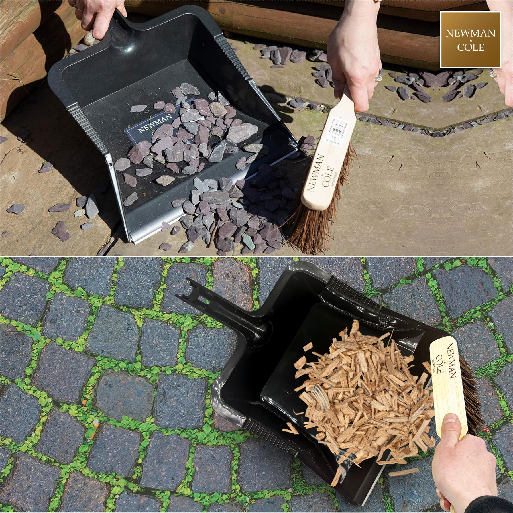 Newman and Cole Large Outdoor Garden Dustpan and Stiff Hand Brush Set