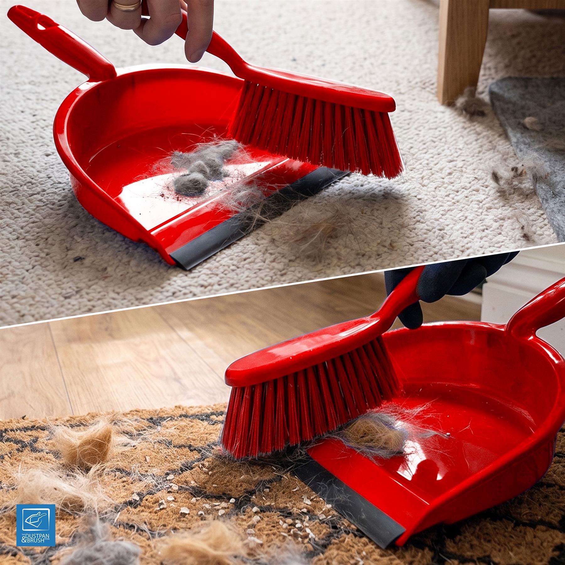 Red Colour Coded Dustpan and Brush Set