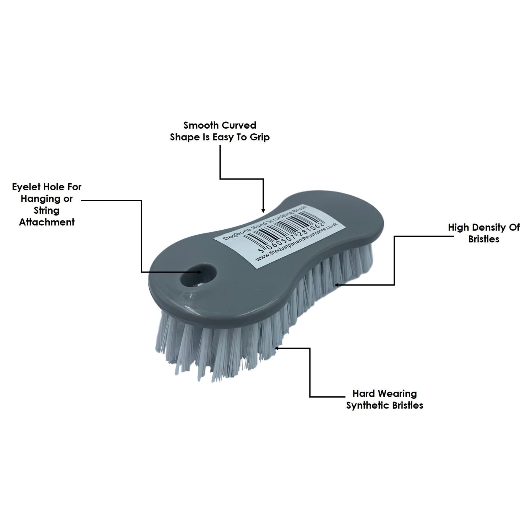 Dogbone Stiff Bristle Hand Scrubbing Brush