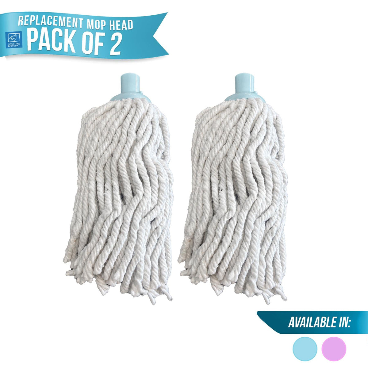 2 Pack Replacement Mop Heads - Duck Egg