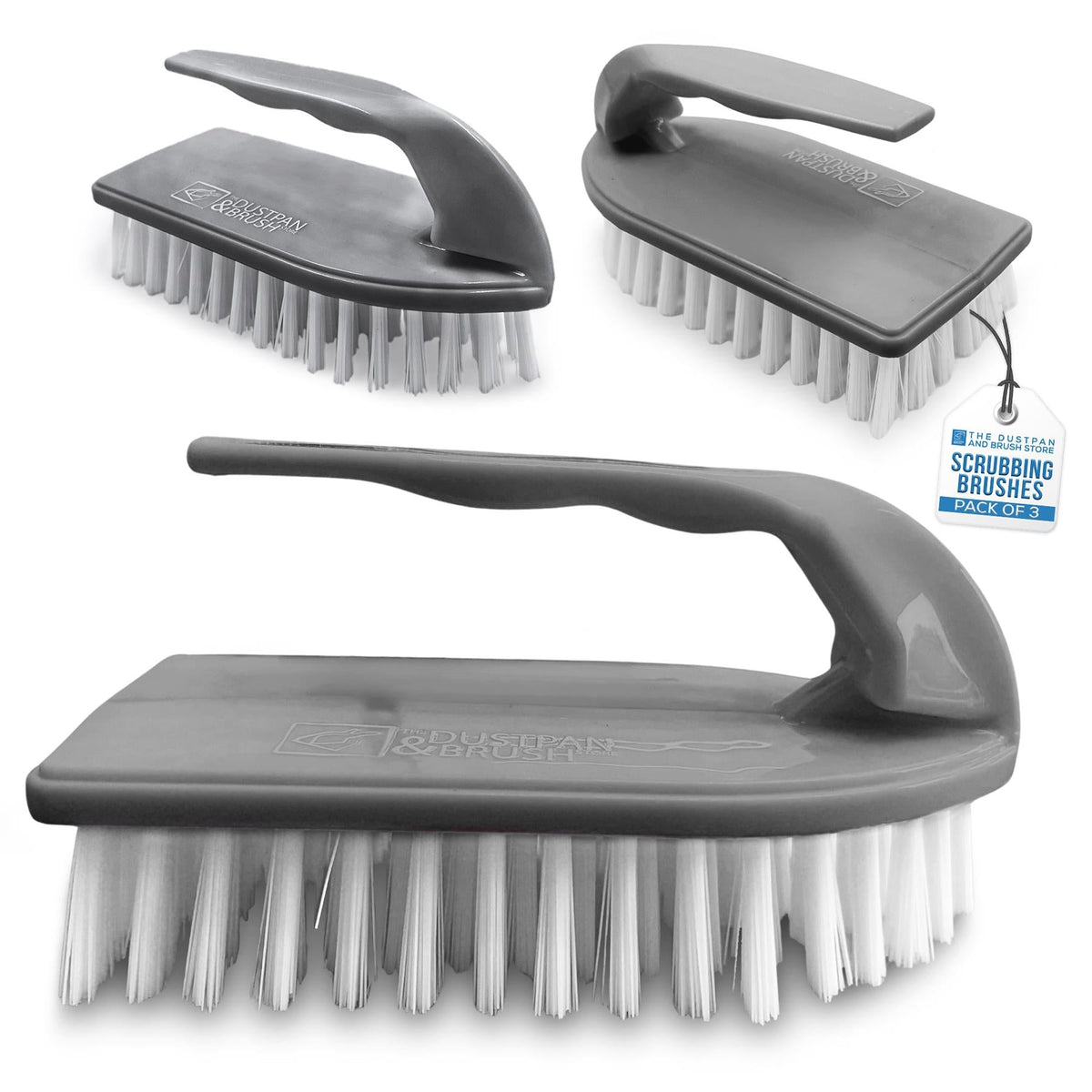 Iron Scrubbing Brushes Pack of 3 | Stiff Nylon Cleaning Brushes