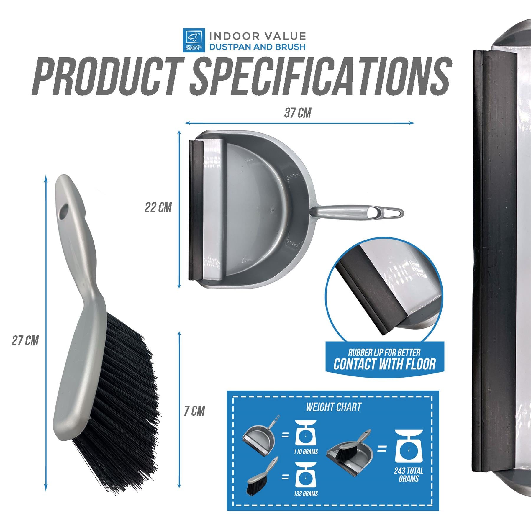 Plastic Dustpan and Soft Hand Brush