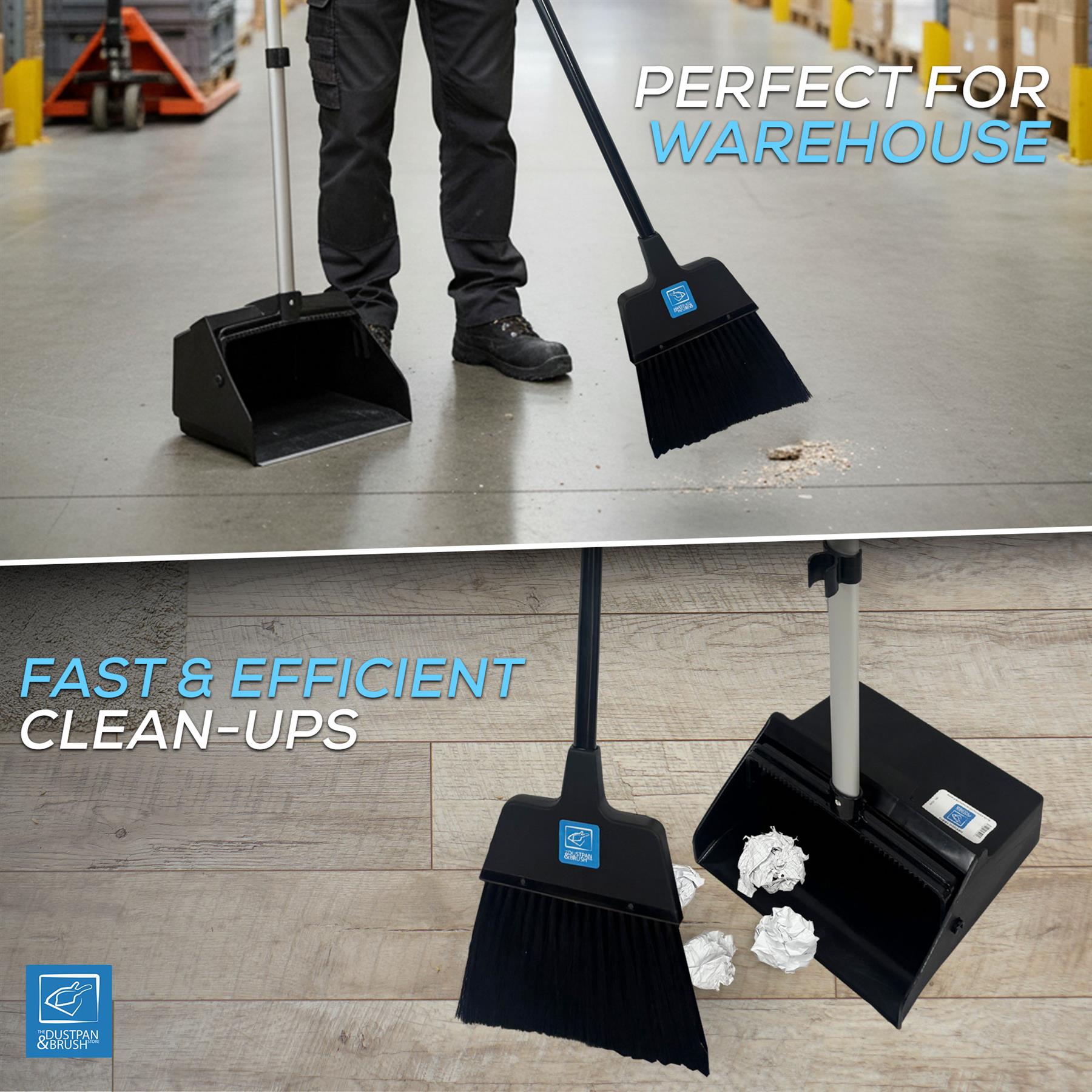 Heavy Duty Long Handled Dustpan and Brush Set – Commercial Lobby Broom