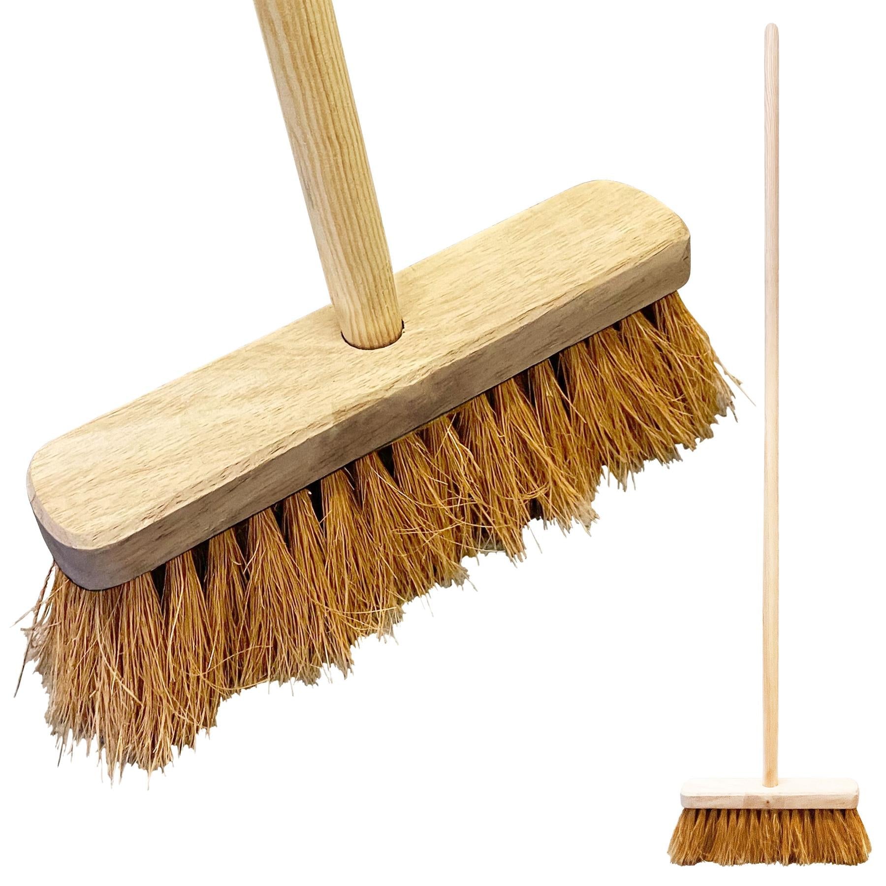 10" Soft Coco Broom with Wooden Handle – Outdoor Sweeping Brush