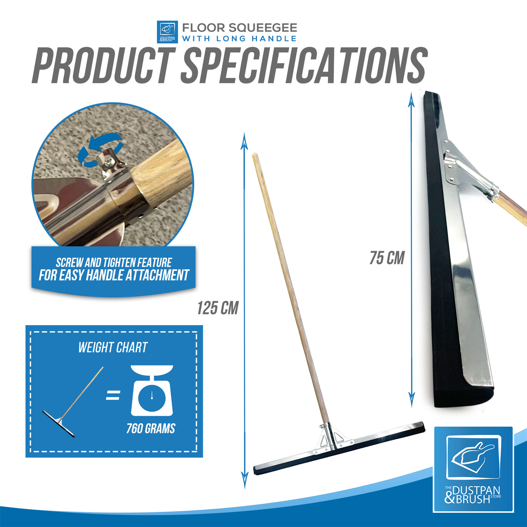 30" Foam Floor Squeegee with Handle – Black Floor Water Squeegee