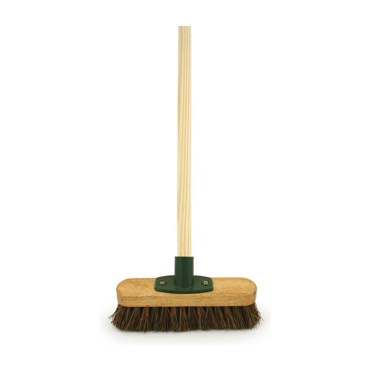 9" Heavy Duty Deck Scrub Brush with Wooden Handle