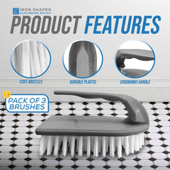 Iron Scrubbing Brushes Pack of 3 | Stiff Nylon Cleaning Brushes