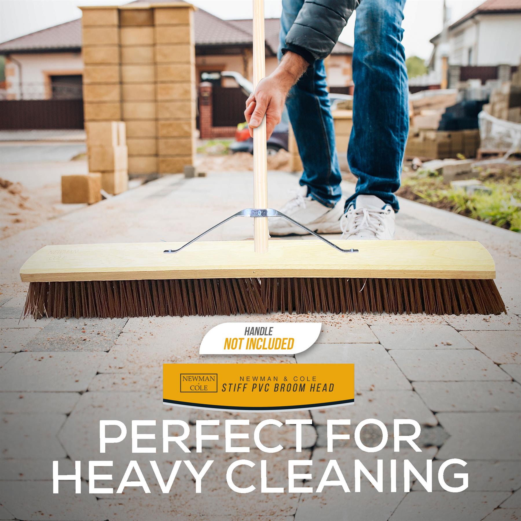 Newman and Cole 36" Broom Head with Hole – Stiff PVC Yard Brush