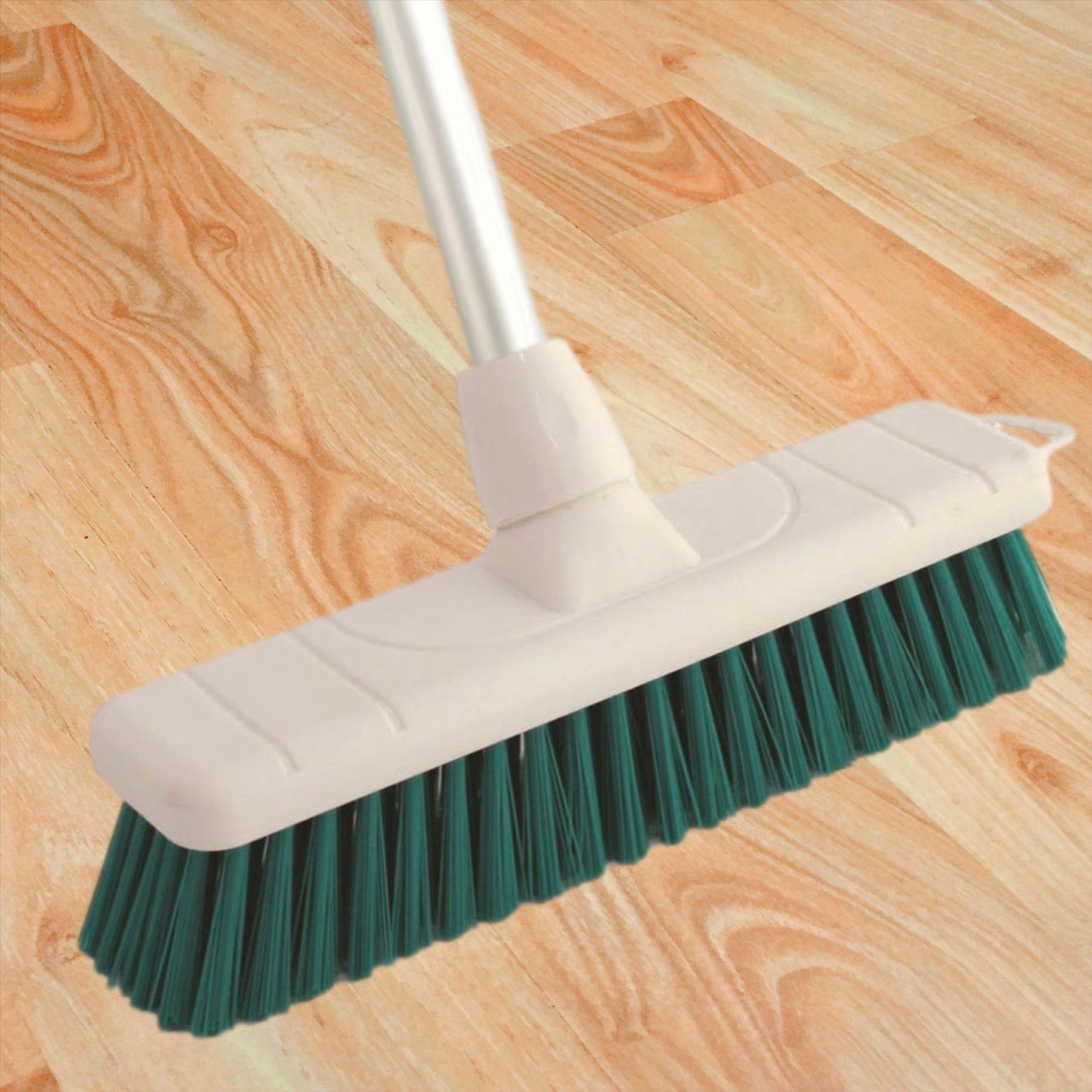 Green Colour Coded 12" Soft Broom & Handle