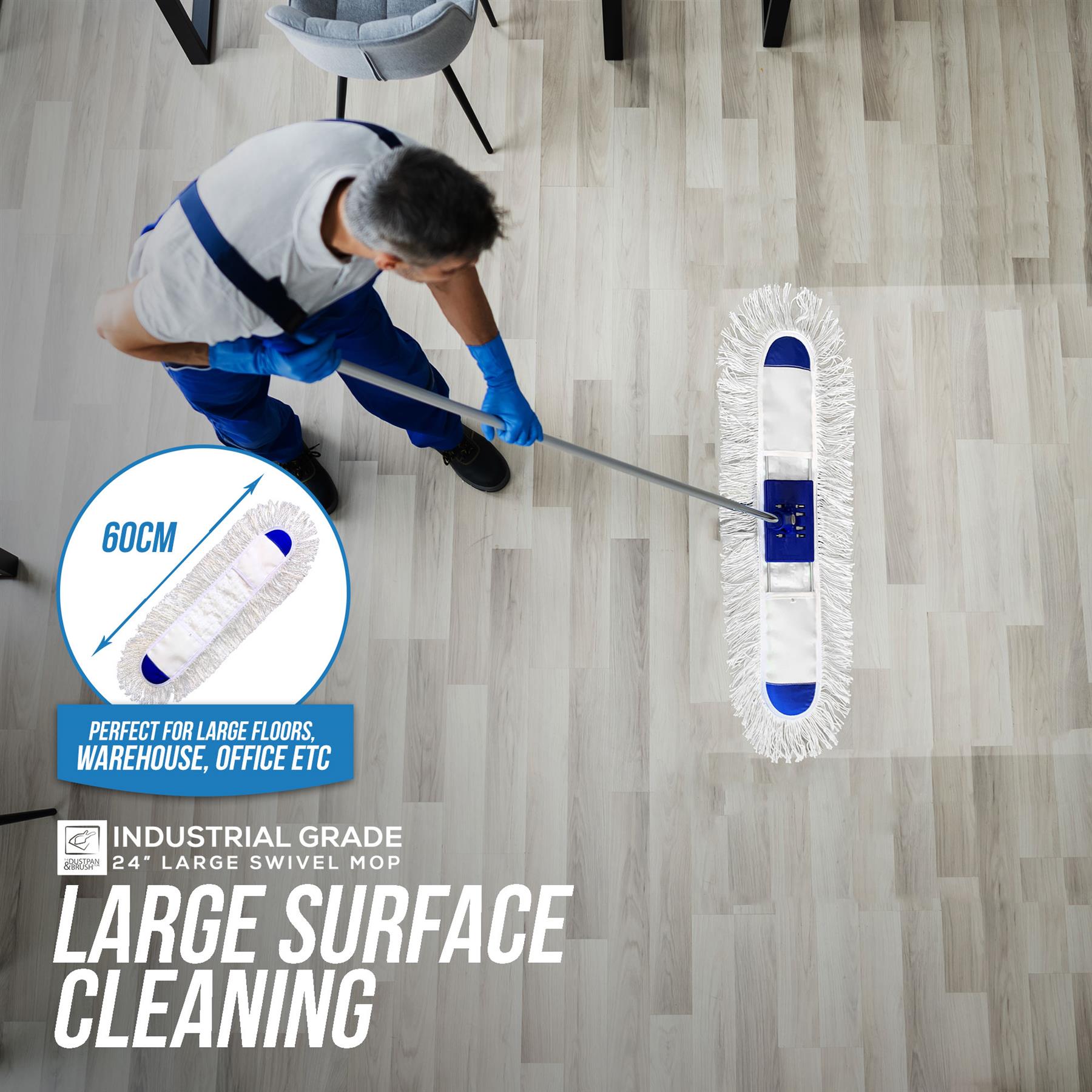 24" Flat Dust Mop with 130cm Telescopic Handle
