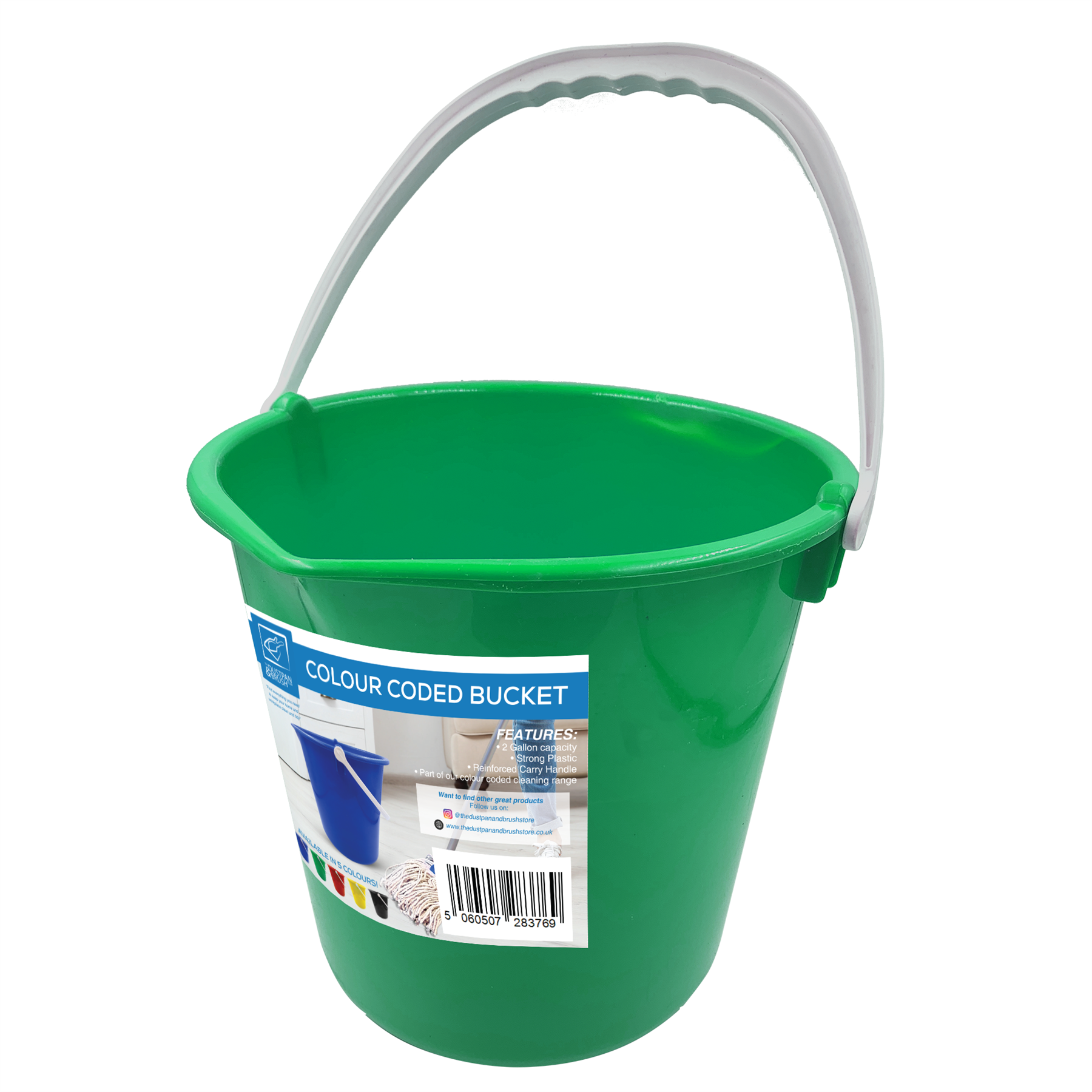 10L Plastic Cleaning Bucket - Blue, Green, Red, Yellow & Black