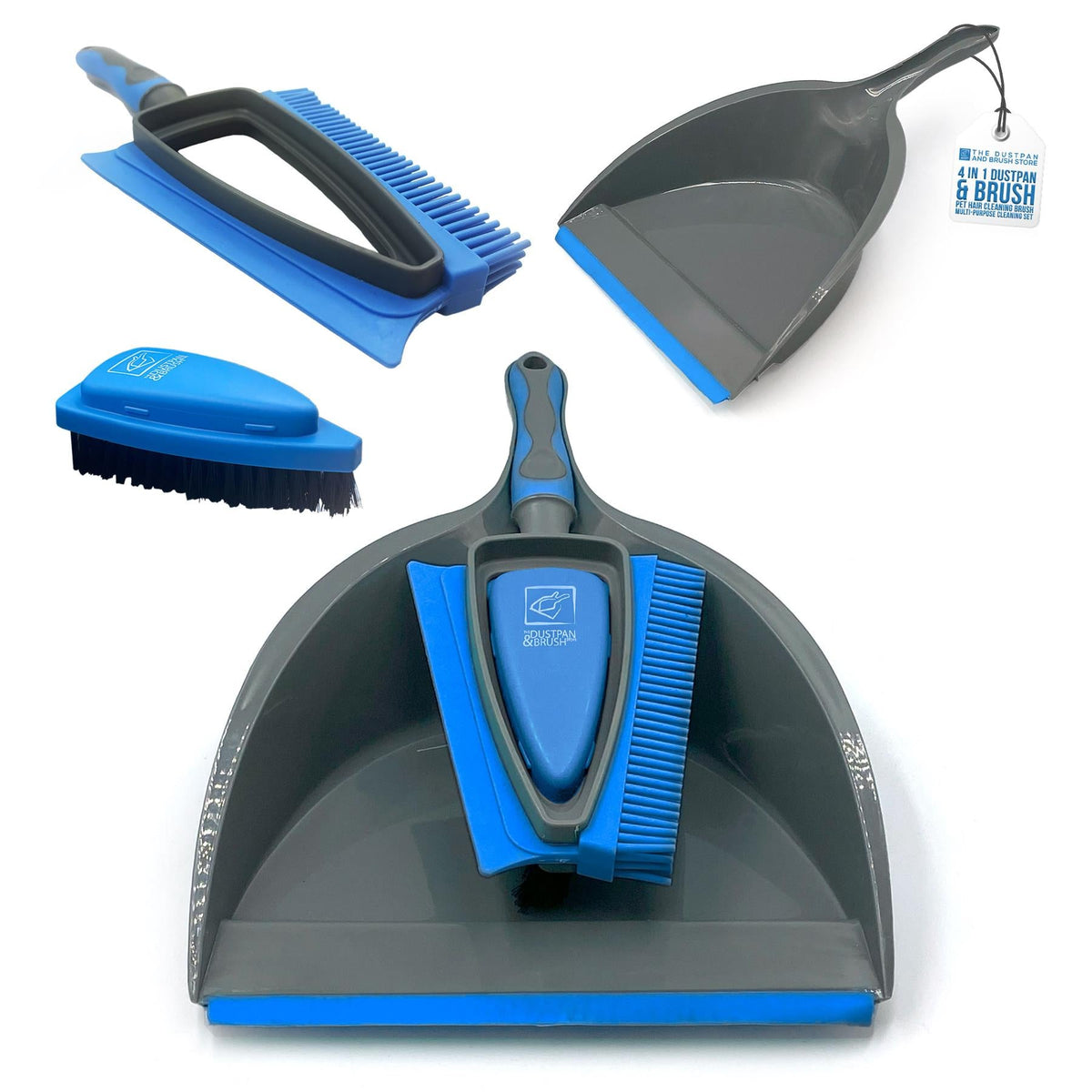 4 in 1 Rubber Dustpan and Brush Set for Pet Hair
