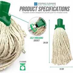 Green Colour Coded Cotton Mop Head 12PY