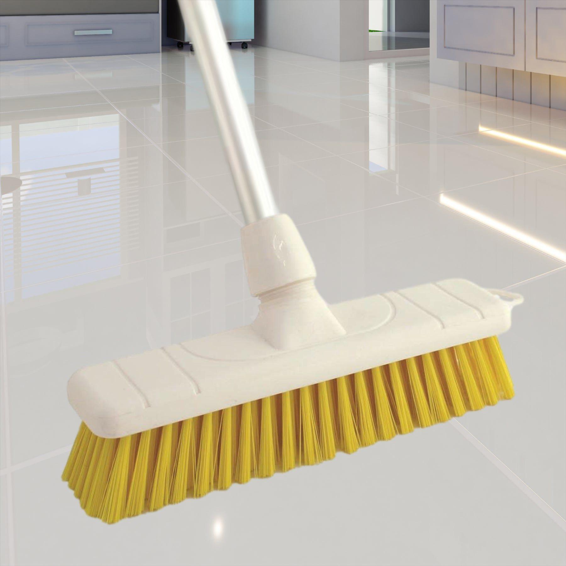 Yellow Colour Coded 12" Soft Sweeping Broom & Handle