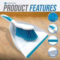 Deluxe Dustpan and Brush Set - Blue