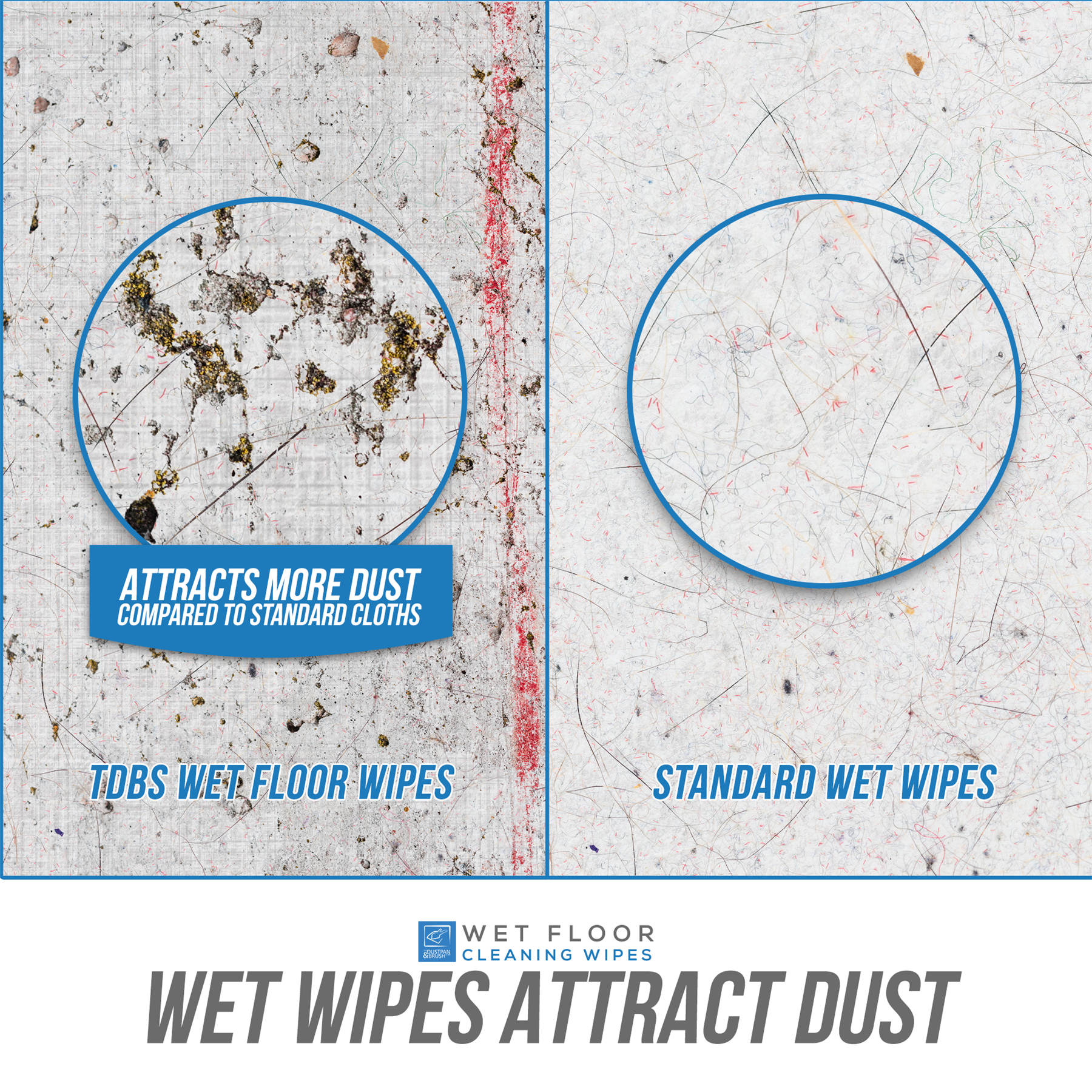 60 Wet Floor Cleaning Wipes - 3 Packs of 20