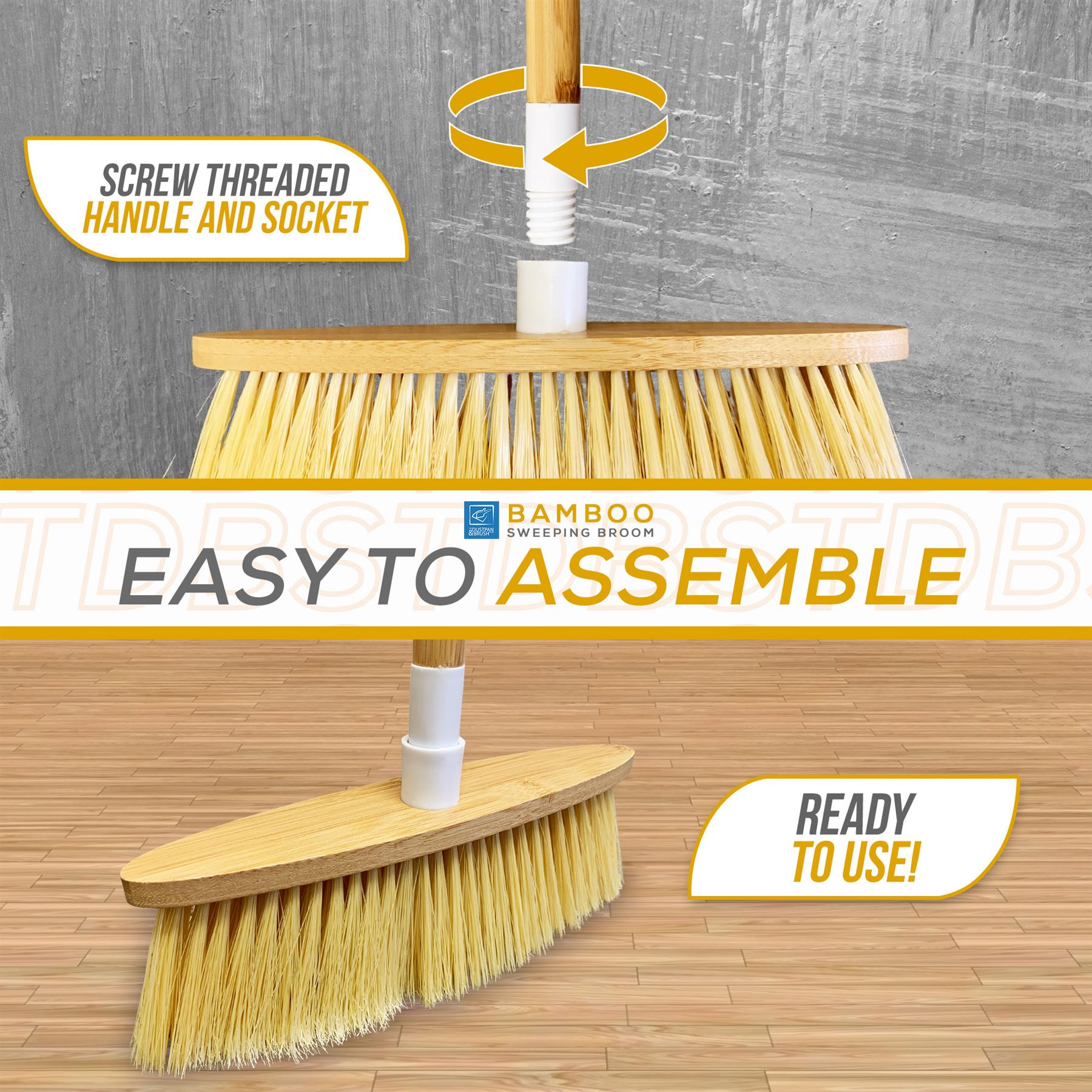 Bamboo Indoor Soft Broom for Hard Floors & Carpets